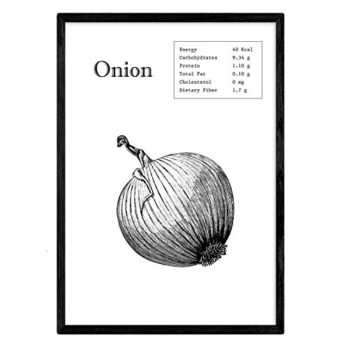 Nacnic Poster Onion.Láminas von Obst und Gemüse auf Englisch. A4-Format von Nacnic