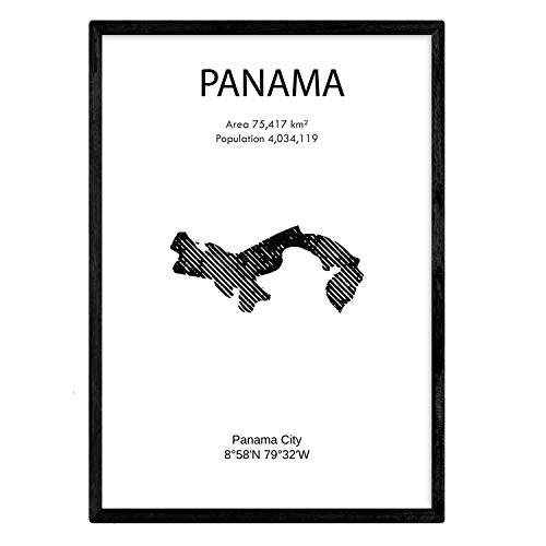 Nacnic Poster Panama. Blätter von Ländern und Kontinenten. A4-Format von Nacnic