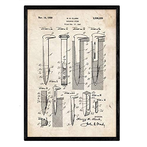 Nacnic Poster Patent Eisenbahn Nägel. Blatt mit altem Design-Patent in der Größe A3 und Vintage-Hintergrund Nacnic Poster Patent Eisenbahn Nägel. Blatt mit altem Design-Patent in der Größe A3 und Vintage-Hintergrund von Nacnic
