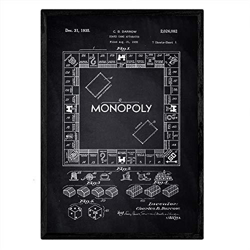 Nacnic Poster Patent Monopoly. Blatt mit altem Design-Patent A3-Format mit schwarzem Hintergrund Nacnic Poster Patent Monopoly. Blatt mit altem Design-Patent A3-Format mit schwarzem Hintergrund von Nacnic