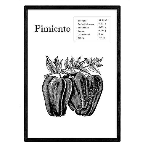 Nacnic Poster Pimiento.Láminas von Obst und Gemüse. A4-Format von Nacnic