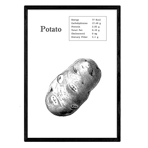 Nacnic Poster Potato.Láminas von Obst und Gemüse auf Englisch. A3 Größe von Nacnic