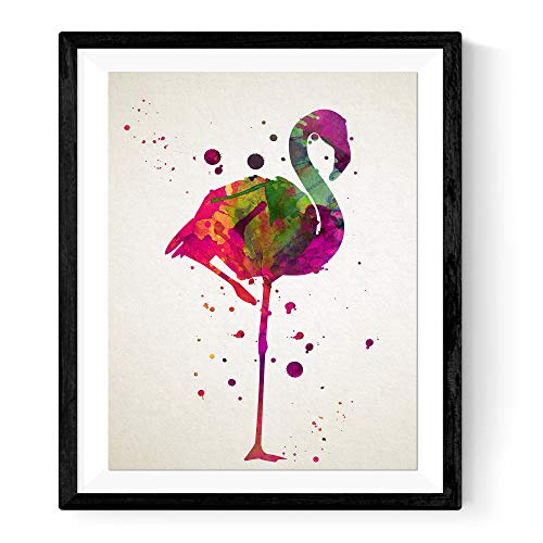 Nacnic Poster Rosa Flamingo. Horizont im Aquarell Stil. Bildern von Tieren zu Rahmen auf 250 Gramm Papier gedruckt. Wohnkultur. 24 x30 cm ohne Rahmen. von Nacnic