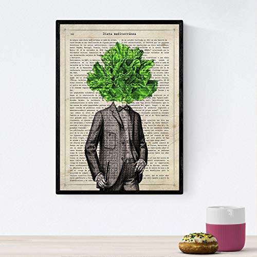 Nacnic Poster menschliche Gemüse. Poster Mr. Green. Bilder von Menschen mit Köpfen Gemüse. A4-Format von Nacnic