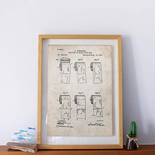 Nacnic Vintage Toilettenpapier Patent Poster | Plakate mit Erfindungen und alten Werkzeugen | Bilder von Papierrollen | Waschbecken Design für Kneipen, Restaurants, Bars | Größe A3. von Nacnic