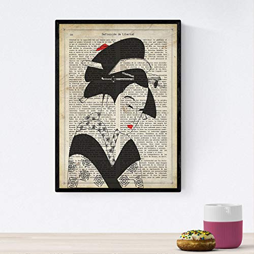 Nacnic Poster von Geisha schwarz und weiß. Regale von Geishas. Japanische Designs mit Definitionen der japanischen Kultur. A4-Größe mit Rahmen von Nacnic