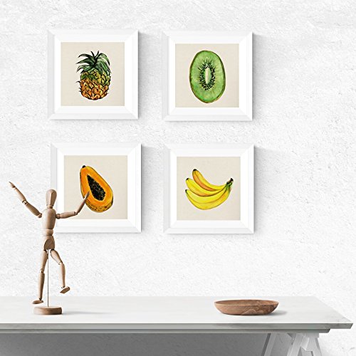 Nacnic Quadratische Bunte Poster Set von Tropische Früchte. Wanddeko Bilder von Sommermotive und Obst für eine Bunte Note in Ihrem Haus, Büro, Geschäfte... Größe 20x20 cm, Rahmenlos. von Nacnic