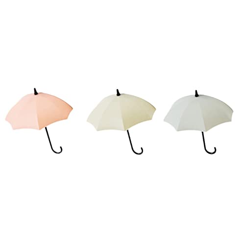Nacnic Satz von 3 bunten Regenschirm-Wandaufhängern | Selbstklebende Mehrzweckhaken zur Aufbewahrung und Dekoration | Schlüsselhalter für Haus und Büro | Beige, Lachs, Grau von Nacnic
