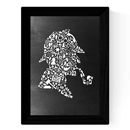Nacnic Schwarz-Weiß-Blade Sherlock Holmes in A3-Size-Plakat mit schwarzem Tafel Stilhintergrund. Papier 250 g. von Nacnic