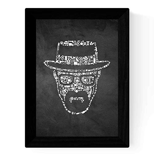 Nacnic Schwarzweiss-Klinge, der brüste schlechte Symbole in A4-Size-Plakat mit schwarzem Tafel-Stilhintergrund. Papier 250 g. von Nacnic