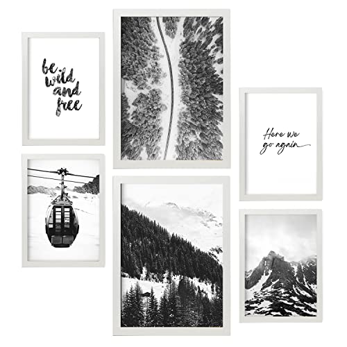 Nacnic Set 6 Schwarzweiß Berg Bilder - Wandbild Kunstdruck Deko Posters & Plakate - Inneneinrichtung im Kunstgalerie - A3 und A4 - Mit weißer Rahmen Nacnic Set 6 Schwarzweiß Berg Bilder - Wandbild Kunstdruck Deko Posters & Plakate - Inneneinrichtung im Kunstgalerie - A3 und A4 - Mit weißer Rahmen von Nacnic