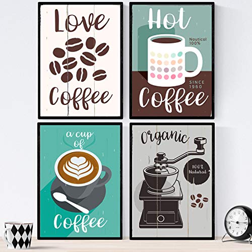 Nacnic Set Kaffee Blätter. Poster Arten von Kaffee. Kaffee bunte 1. Größe A4 von Nacnic