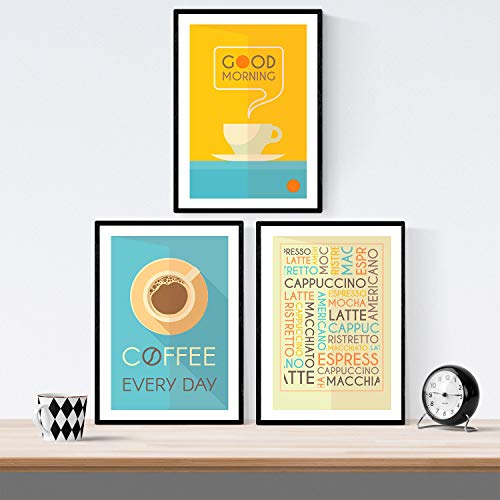 Nacnic Set Kaffee Blätter. Poster Arten von Kaffee. Retro Kaffee 2. Größe A4 von Nacnic