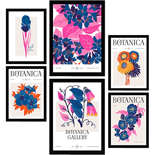 Nacnic Set mit 6 Blumen Postern. Botanische Galerie. Natur- und Botanikdrucke für Innenarchitektur und Dekoration. A3 & A4 ohne Rahmen. von Nacnic