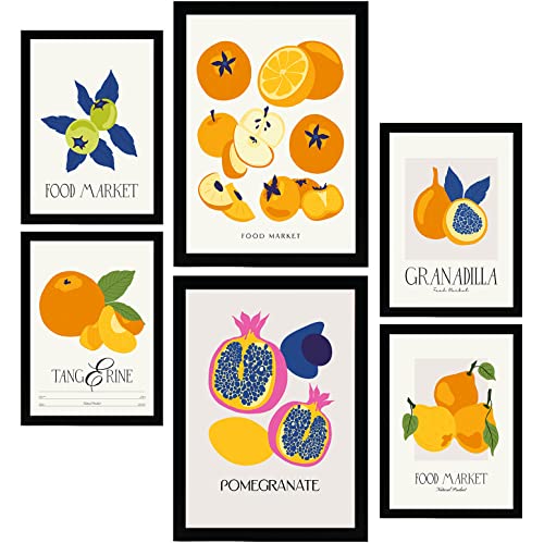 Nacnic Set mit 6 Lebensmittel- und Ernährungs Postern. Runde Früchte. Natur- und Botanikdrucke für Innenarchitektur und Dekoration. A3 & A4 schwarze Rahmen. Nacnic Set mit 6 Lebensmittel- und Ernährungs Postern. Runde Früchte. Natur- und Botanikdrucke für Innenarchitektur und Dekoration. A3 & A4 schwarze Rahmen. von Nacnic