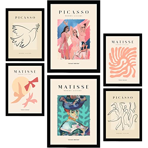 Nacnic Set mit 6 Postern von Picasso und Matisse. Körper. Drucke des Fauvismus und Surrealismus für Innenarchitektur und Dekoration. A3 & A4 ohne Rahmen. von Nacnic