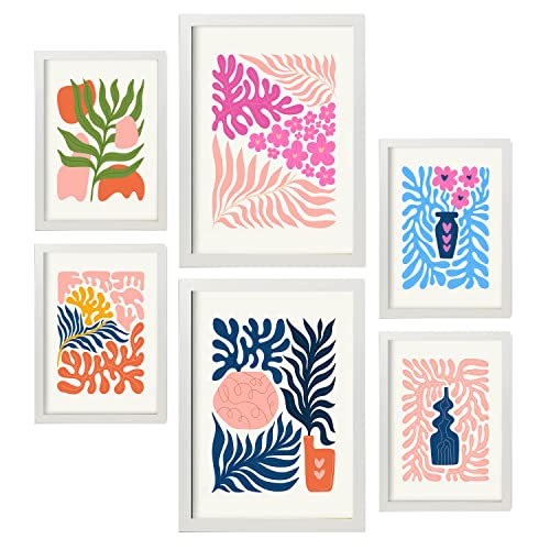 Nacnic Set mit 6 minimalistischen Postern in Pastellfarben. Flower Power. Drucke von Landschaften und Natur für Innenarchitektur und Dekoration. A3 & A4 weiße Rahmen. von Nacnic
