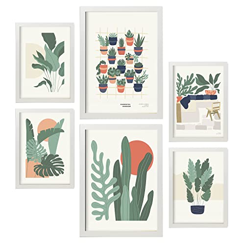 Nacnic Set mit 6 minimalistischen Postern in Pastellfarben. Wüstenpflanzen. Drucke von Landschaften und Natur für Innenarchitektur und Dekoration. A3 & A4 weiße Rahmen. von Nacnic
