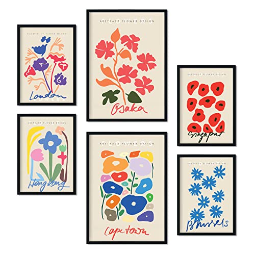 Nacnic-Set von 6 Blumen Posters. Sammlung von Plakate mit Collage Ästhetik für Innendekoration. Größen A3 und A4. Rahmenlos von Nacnic