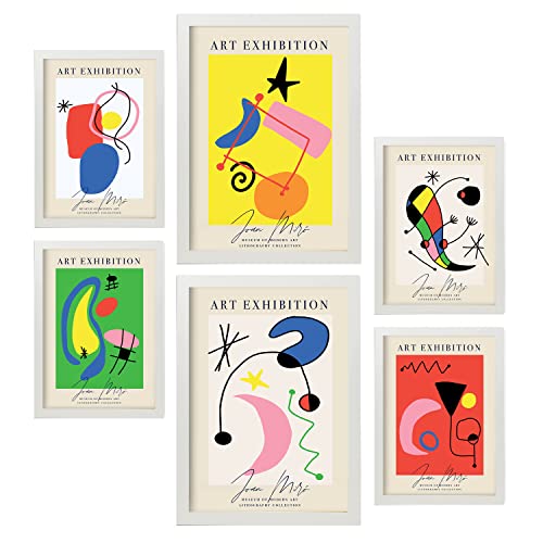 Nacnic Set von 6 Miró Kunst Posters. Sammlung von Plakate mit Collage Ästhetik für Innendekoration. Größen A3 und A4. Rahmenlos Nacnic Set von 6 Miró Kunst Posters. Sammlung von Plakate mit Collage Ästhetik für Innendekoration. Größen A3 und A4. Rahmenlos von Nacnic