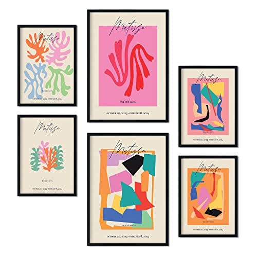 Nacnic Set von 6 Poster Matisse. Sammlung von Platten mit ästhetischer Collage für Innendekoration. Größen A3 und A4. Rahmenlos von Nacnic