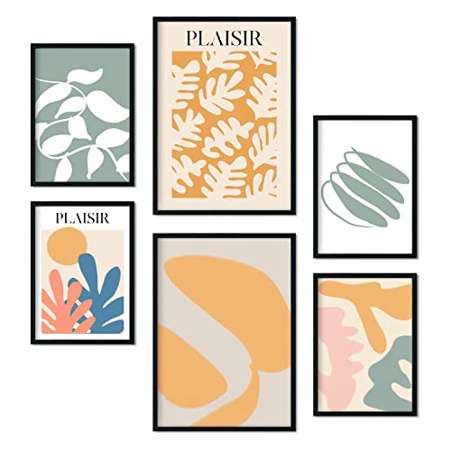 Nacnic Set von 6 Poster Vegetation. Sammlung von Platten mit ästhetischer Collage für Innendekoration. Größen A3 und A4. Rahmenlos von Nacnic