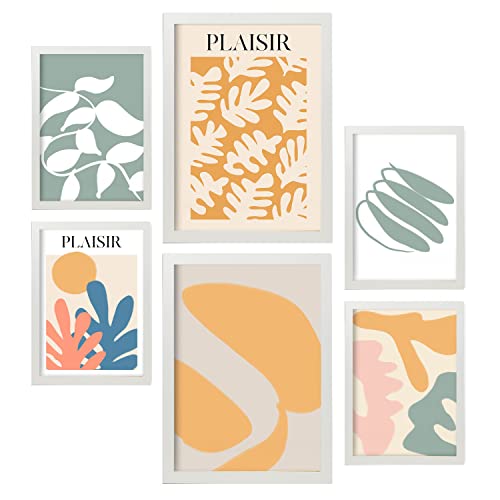 Nacnic Set von 6 Poster Vegetation. Sammlung von Platten mit ästhetischer Collage für Innendekoration. Größen A3 und A4. Rahmenlos von Nacnic