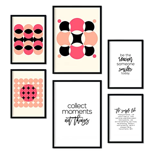 Nacnic-Set von 6 Rosa und Schwarzen Posters. Sammlung von Plakate mit Collage Ästhetik für Innendekoration. Größen A3 und A4. Rahmenlos von Nacnic