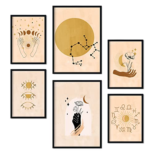 Nacnic-Set von 6 mystischen Poster. Sammlung von Plakate mit Collage Ästhetik für Innendekoration. Größen A3 und A4. Rahmenlos von Nacnic