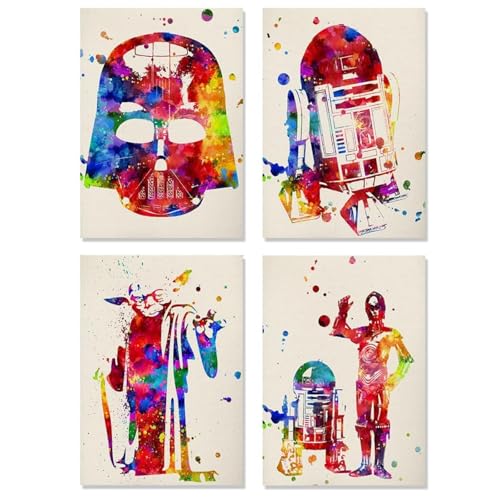 Nacnic Set mit 4 Star Wars Postern | Bilder mit Illustrationen aus dem Film Star Wars | Darth Vader, Yoda, R2-D2 und C3PO | A3 Größe Nacnic Set mit 4 Star Wars Postern | Bilder mit Illustrationen aus dem Film Star Wars | Darth Vader, Yoda, R2-D2 und C3PO | A3 Größe von Nacnic