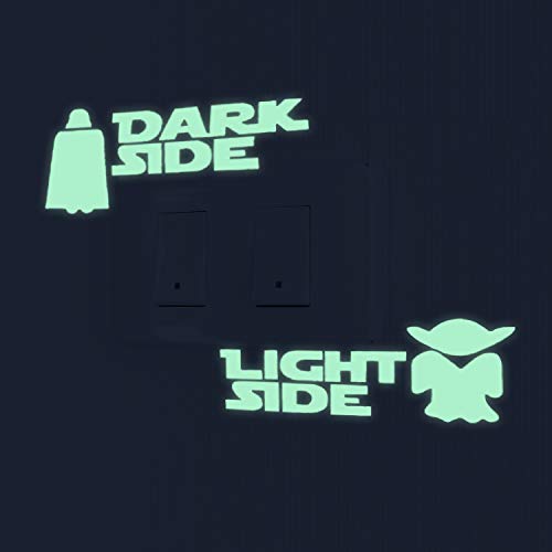 Nacnic Star Wars Leuchtsticker Wandaufkleber. Fluoreszierende Yoda "Light Side" und Darth Vader "Dark Side" Wandstickers. Leuchtaufkleber Wanddekoration für Kinder Schlafzimmer, Hauszimmer, Geschäfte von Nacnic