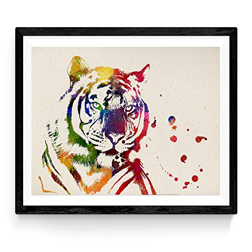 Nacnic Tiger Aquarell Poster. Wasserfarbe Stil Wanddekoration Abbildung von bunten Malereien. Verschiedene kreative und mehrfarbige Tier Bilder ohne Rahmen. Größe 24x30cm. von Nacnic