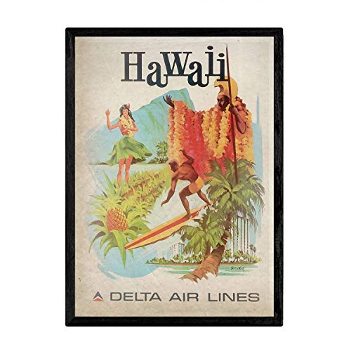 Nacnic Vintage Poster Hawaii. Blätter für Interieur mit klassischen und antiken Werbebildern zu dekorieren. Gemälde Retro-Dekor. A4-Format von Nacnic