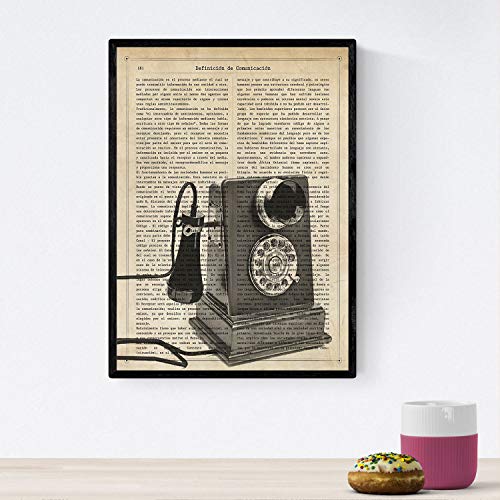 Nacnic Vintage Poster Telefon mit Nummernscheibe. Vintage Stil Poster mit Design und Definitionen für die Innendekoration. A4-Format von Nacnic