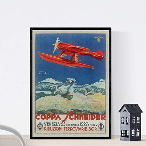 Nacnic Vintage Poster Vintage Plakatwettbewerb Venezia Flugzeuge im Jahr 1927. Größe A4 von Nacnic