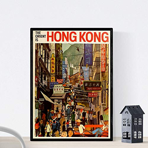 Nacnic Vintage Poster Vintage Poster Asien. Hong Kong Street. A3 Größe von Nacnic