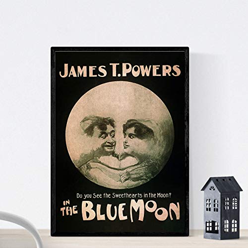 Nacnic Vintage Poster Vintage Poster Blue Moon. A4-Format von Nacnic