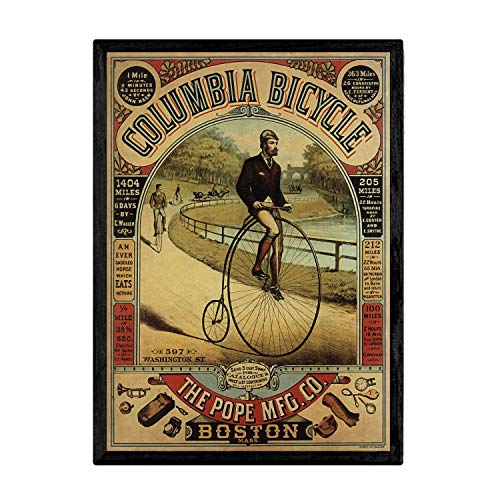 Nacrnic Vintage Poster altes Fahrrad. Klingen, um Interieur mit Vintage-Bildern und Alter Werbung zu dekorieren. Retro Dekorationsgemälde. A3 Größe mit Rahmen von Nacnic