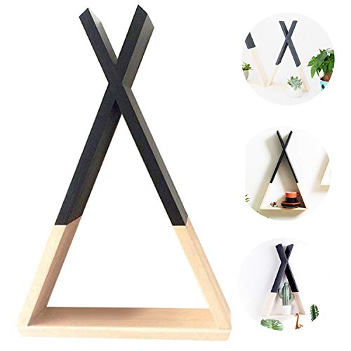 Nordic Style Regal Wand Schwarz. Dreieckiges Regal aus Holz. Kinderzimmer, Wohnzimmer und Baby-Regale. Dreieckiges Holzregal zur Aufbewahrung. Medium Größe von Nacnic