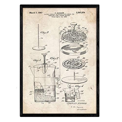 Nacnic Poster Patent Kaffee 3. Folie mit alten Design-Patent in der Größe A3 und Vintage-Hintergrund Nacnic Poster Patent Kaffee 3. Folie mit alten Design-Patent in der Größe A3 und Vintage-Hintergrund von Nacnic