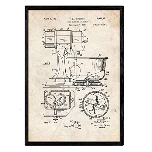 Nacnic Mixer Patent Poster. Poster mit Erfindungen und alten Werkzeugen. von Nacnic