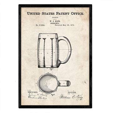 Nacnic Bierkrug Patent Poster. Poster mit Erfindungen und alten Werkzeugen. von Nacnic