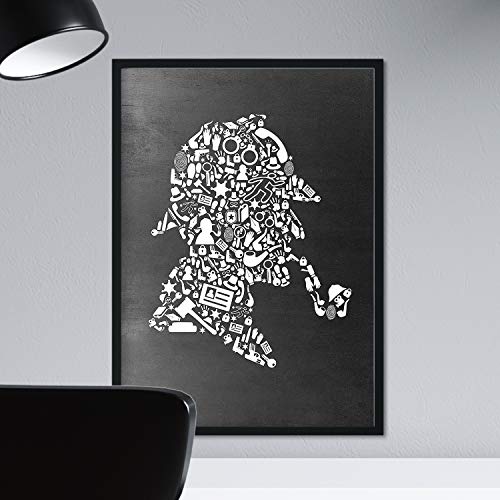Nacnic Sherlock Holmes Film in schwarz und weiß auf der Größe A3 Poster mit schwarzem Hintergrund Tafel Stil. 250 gr Papier und hohe Qualität Tinten. von Nacnic