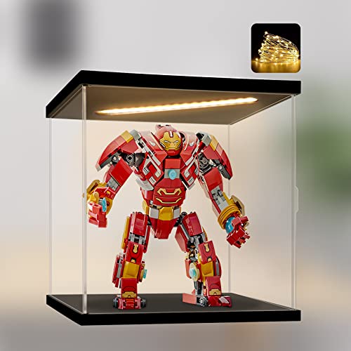 Naconmlet Acryl Vitrine Schaukasten mit led,transparente Actionfiguren Vitrine mit Tür,Display Case Box für Collectibles und Sammlerobjekte(15x15x15cm) von Naconmlet