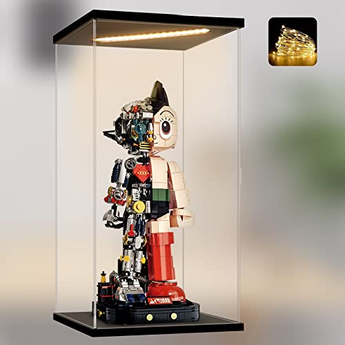 Naconmlet Acryl Vitrine Schaukasten mit led,transparente Actionfiguren Vitrine mit Tür,Display Case Box für Collectibles und Sammlerobjekte(20x20x40cm) von Naconmlet