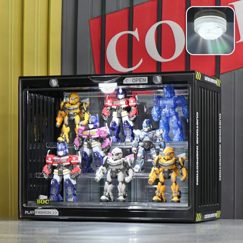 Naconmlet Acryl vitrine schaukasten mit led,transparente Actionfiguren Vitrine,Clear Display case Box für die Präsentation von Miniaturmodellen, Sammlerstücke(Schwarz,11,8"x6,7"x9"Zoll) von Naconmlet