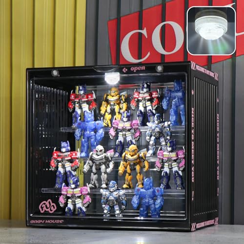 Naconmlet Acryl vitrine schaukasten mit led,transparente Actionfiguren Vitrine,Clear Display case Box für die Präsentation von Miniaturmodellen, Sammlerstücke(Schwarz,13,4"x9"x12,6 Zoll) von Naconmlet