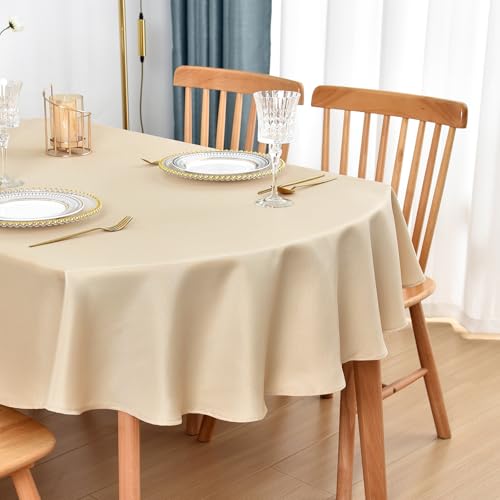 Nacuci Ovale Tischdecke, 132 x 178 cm, wasserabweisend, Polyester, einfarbig, Beige, strapazierfähig, waschbar, für Abendessen, Zuhause, Party, Camping Nacuci Ovale Tischdecke, 132 x 178 cm, wasserabweisend, Polyester, einfarbig, Beige, strapazierfähig, waschbar, für Abendessen, Zuhause, Party, Camping von Nacuci