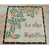 Mosaik-Hausschild Aus Eichenzweig von NadMosaicCeramic