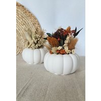 Deko Kürbis, Kürbis Weiß, Raysin, Trockenblumen, Herbstdeko, Herbstlicher Tischdeko von NadWi68